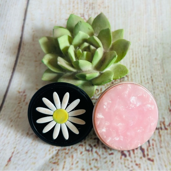 Popsockets Pink Marble and Black Floral Pop Tops 2pk ( No Adhesive Base ) - Picture 1 of 8